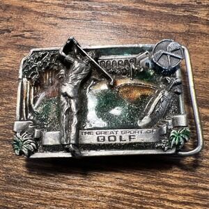 Vintage The Great Sport of Golf - 1983 Bergamot Brass Works 3D Belt Buckle L- 86
